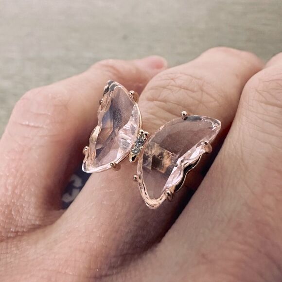 Claire’s Pink Jewel Rose Gold Butterfly Ring - Picture 2 of 6